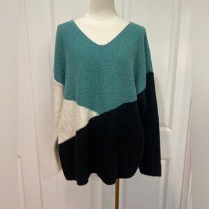 Apt9 teal and black sweater NWT
